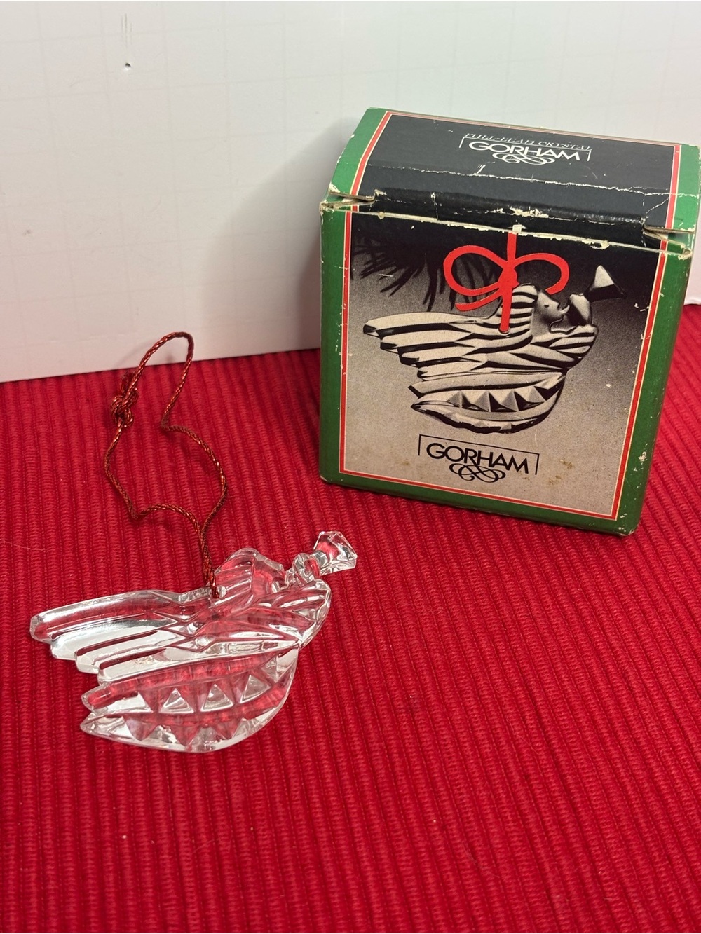 Gorham Full Lead Crystal “Holiday Angel” Christmas Ornament.